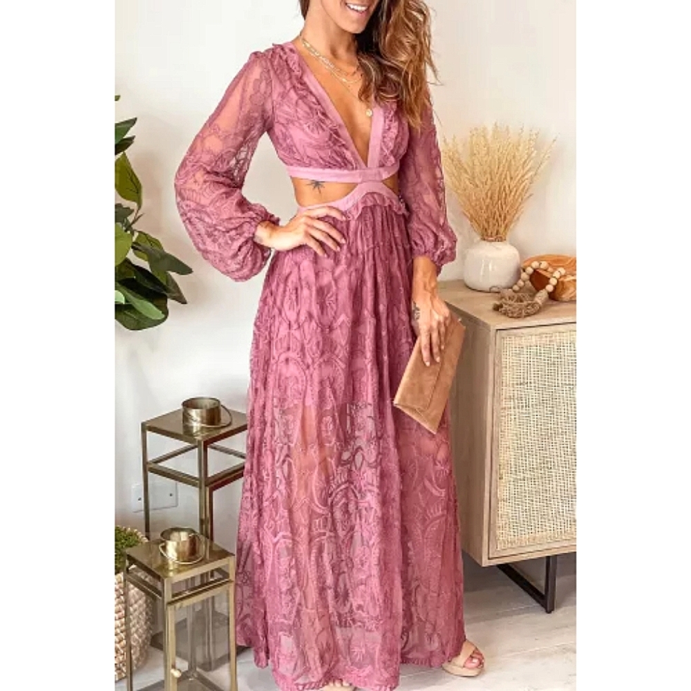 LAST ONE! Plus Size TALULLUH Boho Lace Maxi Dress - Picture 5 of 7